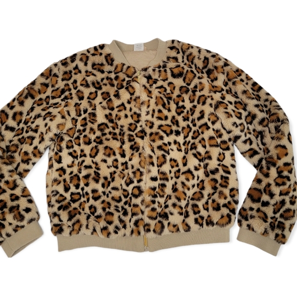 Cheetah Animal Print Faux Fur Lined Jacket Size XL 14-16 - Picture 2 of 13
